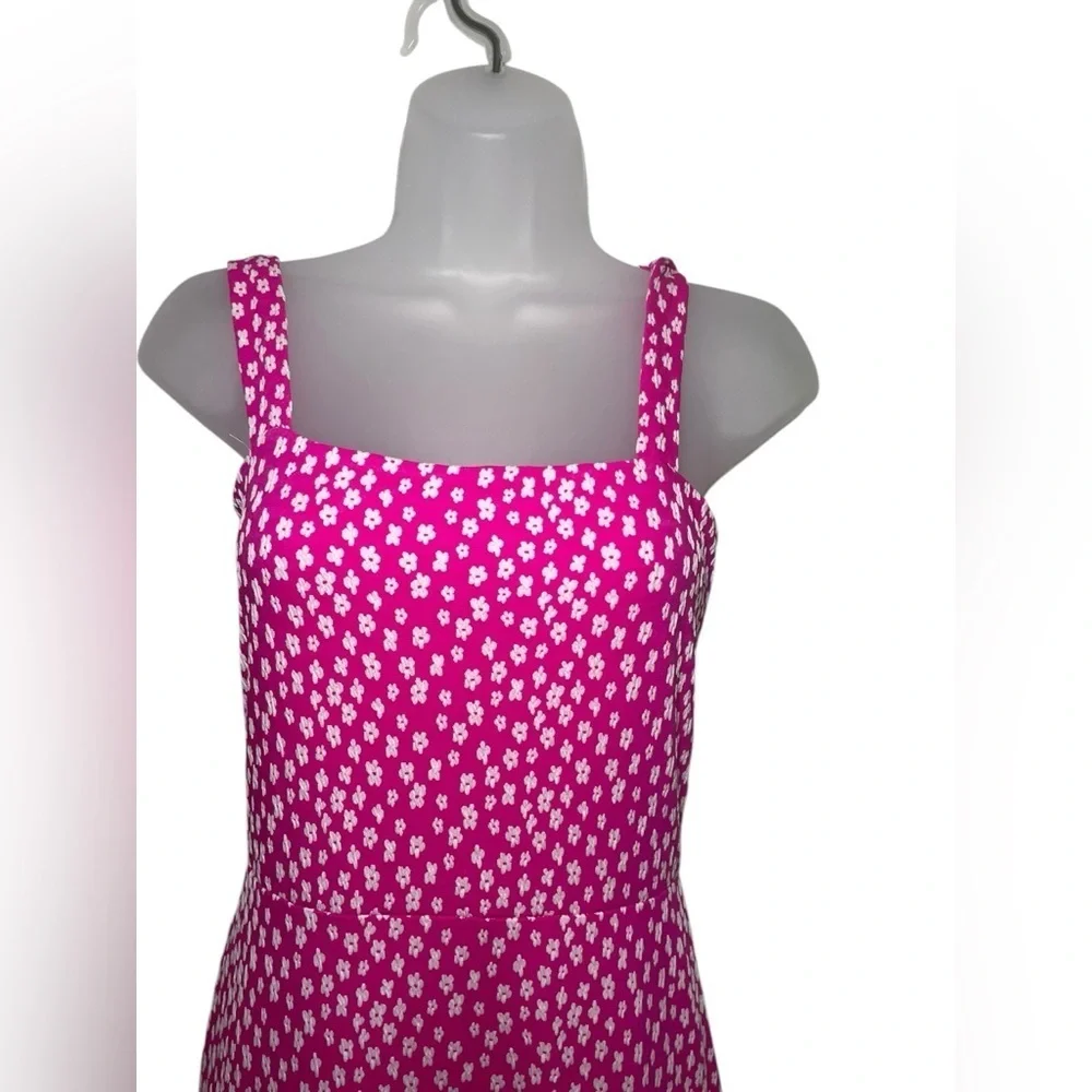 Amanda Uprichard Hot Pink White Floral Sleeveless Romper Dress Size Small